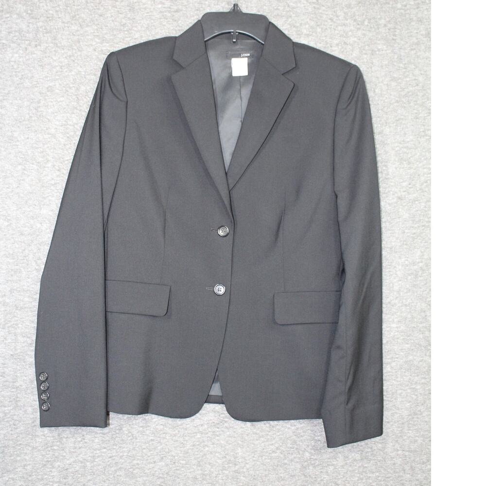 J.Crew Wool Blazer Size 4 Black FItted Two Buttons